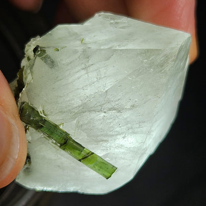Green Tourmaline in Quartz Crystal 45g, Brazilian Quartz with Tourmaline, Green Tourmaline Specimen, Tourmaline Crystal