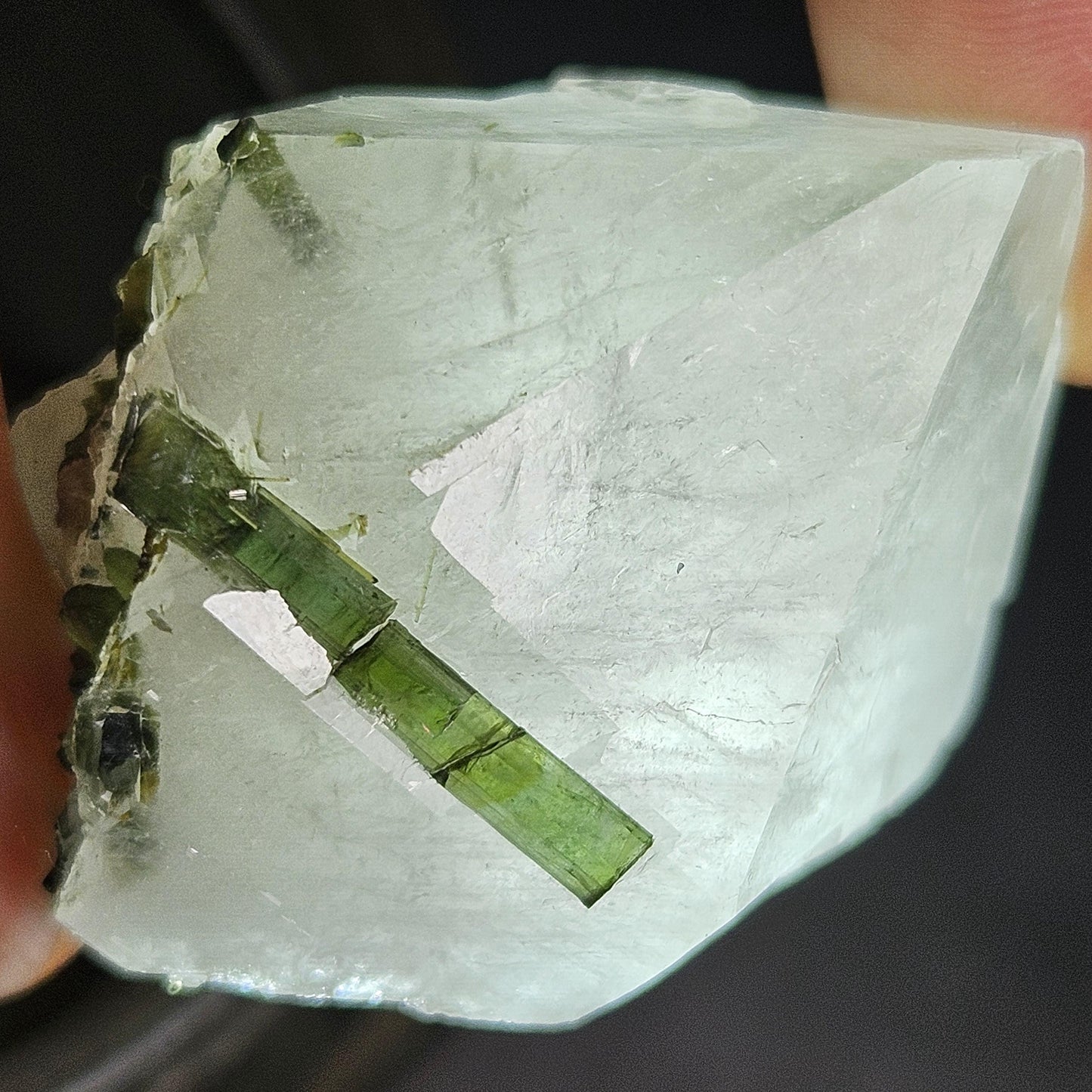 Green Tourmaline in Quartz Crystal 45g, Brazilian Quartz with Tourmaline, Green Tourmaline Specimen, Tourmaline Crystal