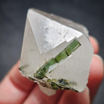 Green Tourmaline in Quartz Crystal 45g, Brazilian Quartz with Tourmaline, Green Tourmaline Specimen, Tourmaline Crystal