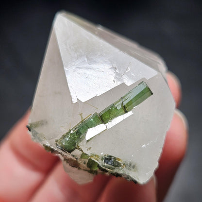 Green Tourmaline in Quartz Crystal 45g, Brazilian Quartz with Tourmaline, Green Tourmaline Specimen, Tourmaline Crystal