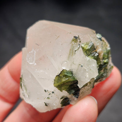 Green Tourmaline in Quartz Crystal 45g, Brazilian Quartz with Tourmaline, Green Tourmaline Specimen, Tourmaline Crystal