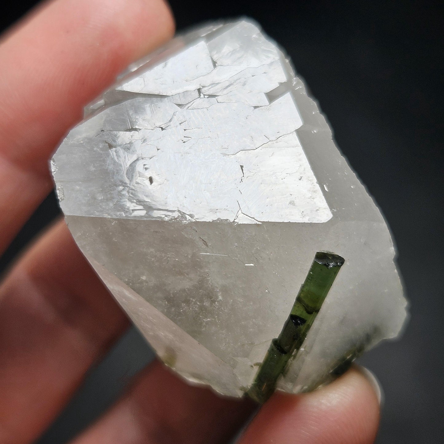 Green Tourmaline in Quartz Crystal 45g, Brazilian Quartz with Tourmaline, Green Tourmaline Specimen, Tourmaline Crystal