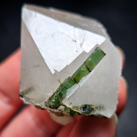 Green Tourmaline in Quartz Crystal 45g, Brazilian Quartz with Tourmaline, Green Tourmaline Specimen, Tourmaline Crystal
