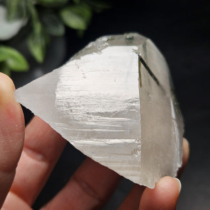Green Tourmaline in Quartz Crystal 113.89g, Brazilian Quartz with Tourmaline, Green Tourmaline Specimen, Tourmaline Crystal