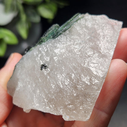 Green Tourmaline in Quartz Crystal 113.89g, Brazilian Quartz with Tourmaline, Green Tourmaline Specimen, Tourmaline Crystal