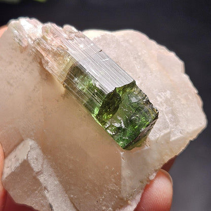 Watermelon Tourmaline on Quartz 53.32g