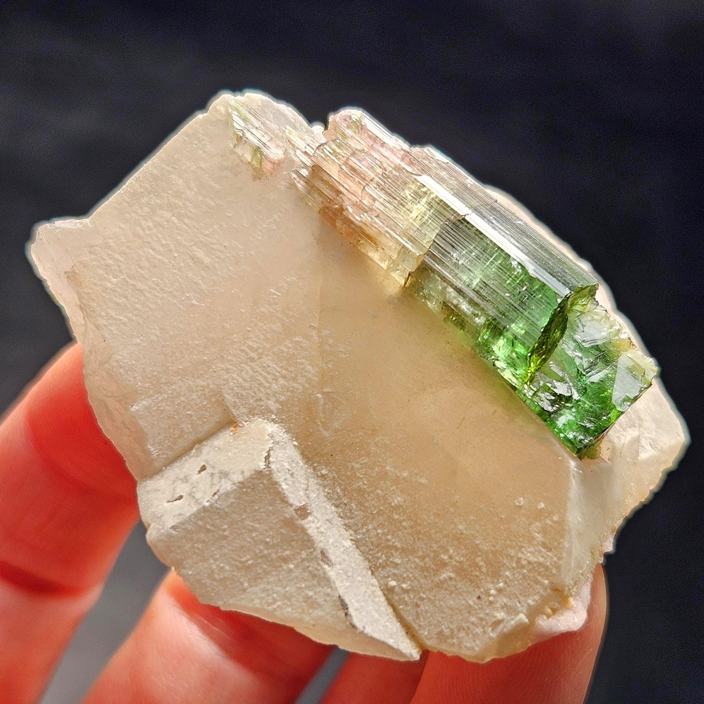 Watermelon Tourmaline on Quartz 53.32g