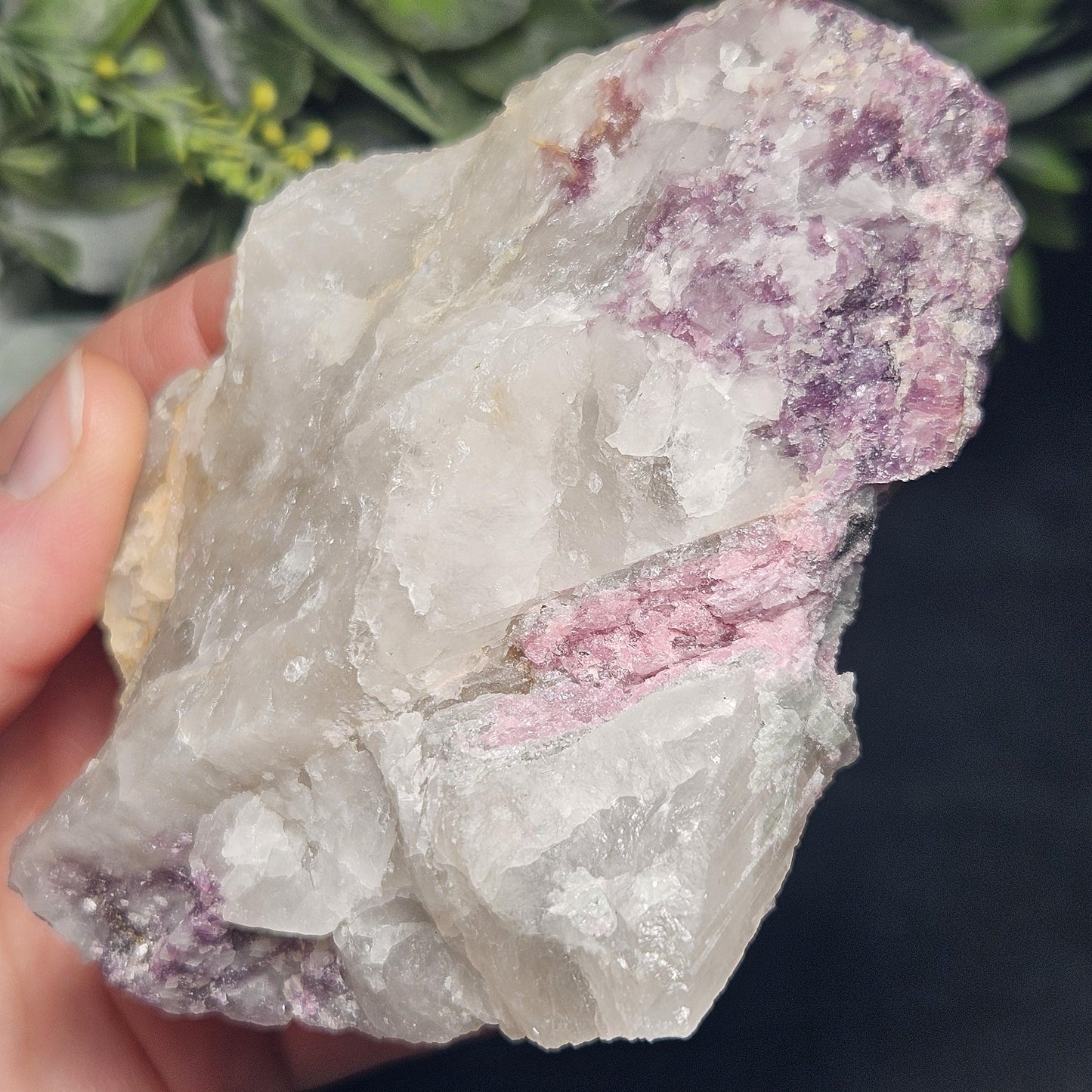 Pink Tourmaline in Lepidolite & Quartz from Brazil 293g, Watermelon Tourmaline, Raw Brazilian Tourmaline Specimen, Lepidolite Crystal