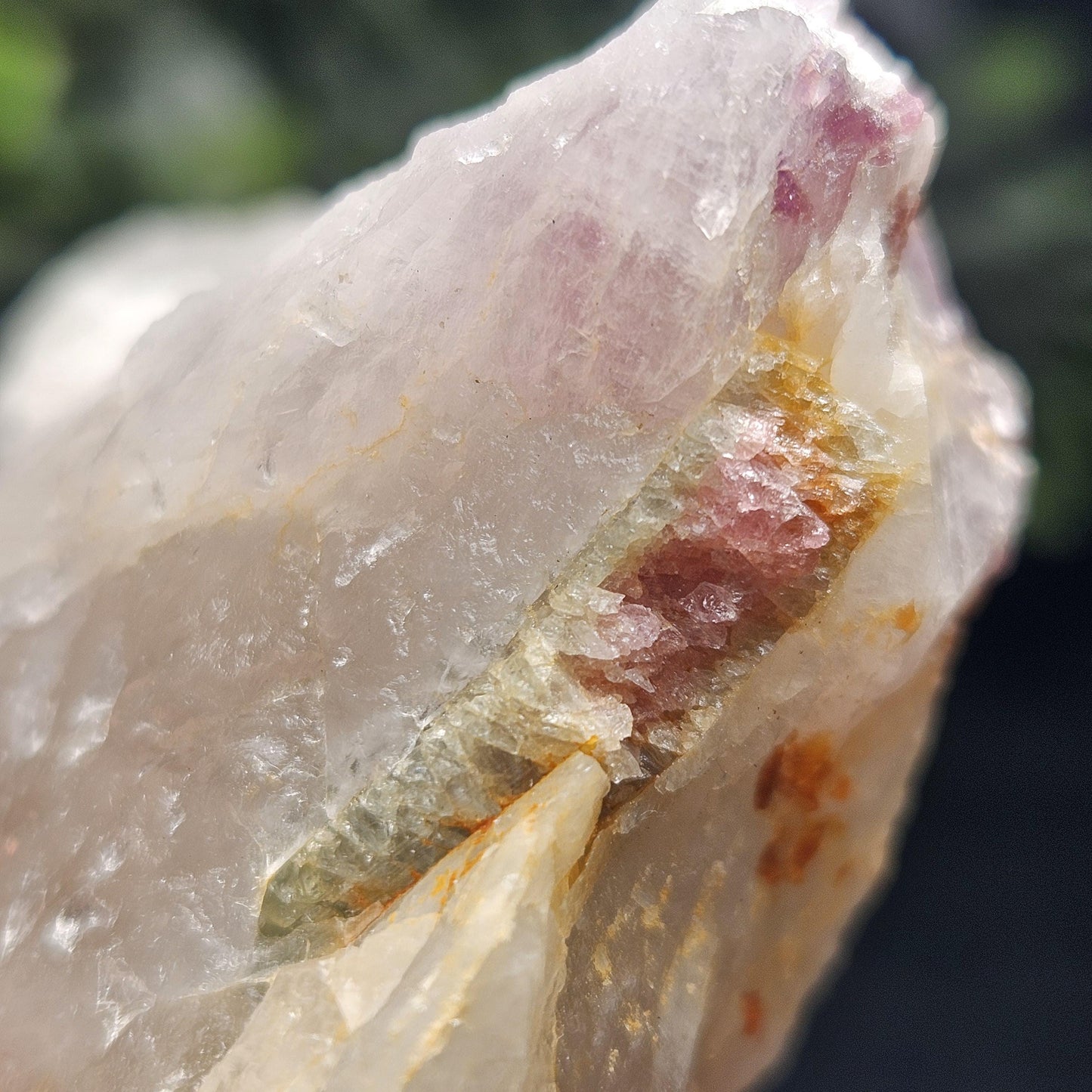 Pink Tourmaline in Lepidolite & Quartz from Brazil 293g, Watermelon Tourmaline, Raw Brazilian Tourmaline Specimen, Lepidolite Crystal