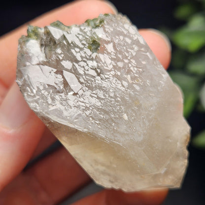 Green Tourmaline in Elestial Quartz Crystal 45g, Brazilian Quartz with Tourmaline, Green Tourmaline Specimen, Tourmaline in Quartz Crystal