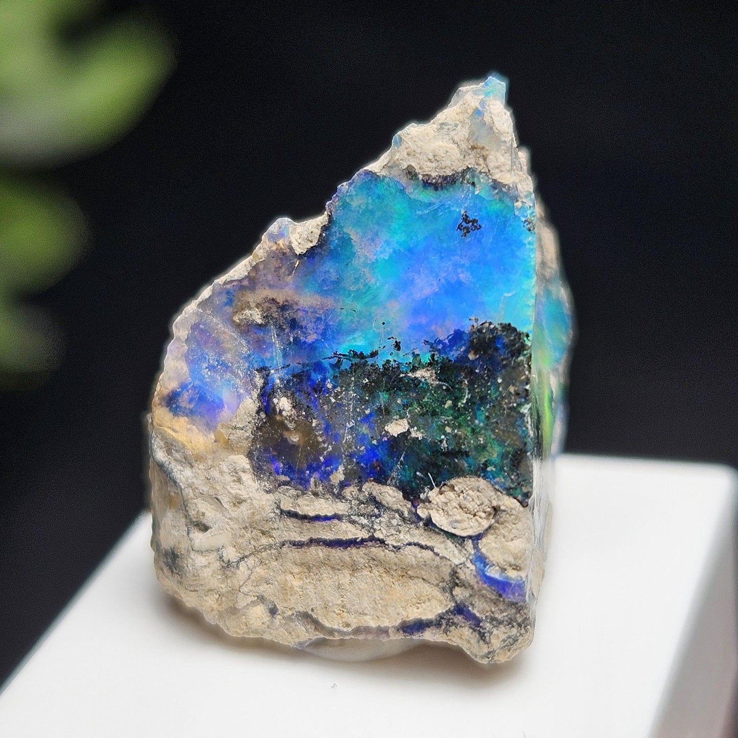 Dendritic Blue Opal 2.04g, Raw African Rainbow Opal Gemstone Specimen