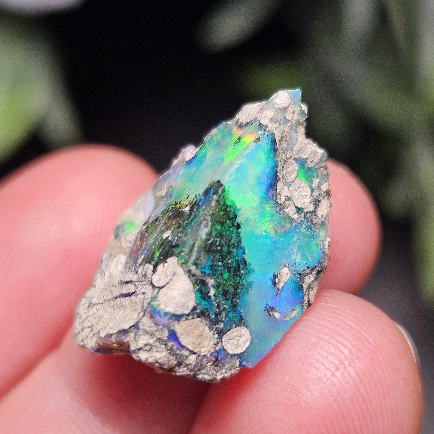 Dendritic Blue Opal 2.04g, Raw African Rainbow Opal Gemstone Specimen