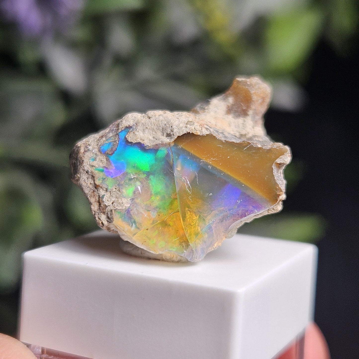 Raw Rainbow Opal Specimen 3.59g, Raw Opal Crystal, Blue Opal Gemstone