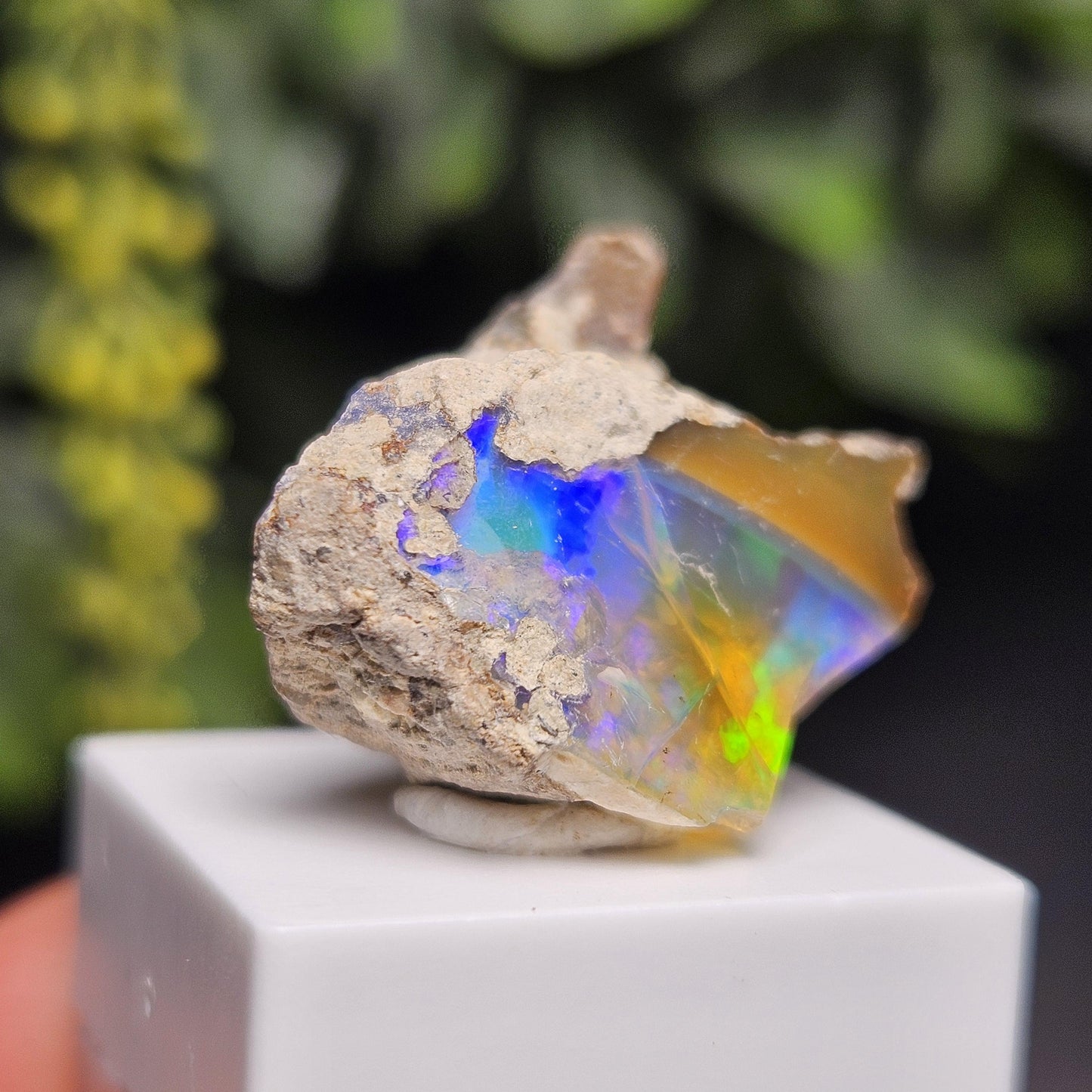 Raw Rainbow Opal Specimen 3.59g, Raw Opal Crystal, Blue Opal Gemstone