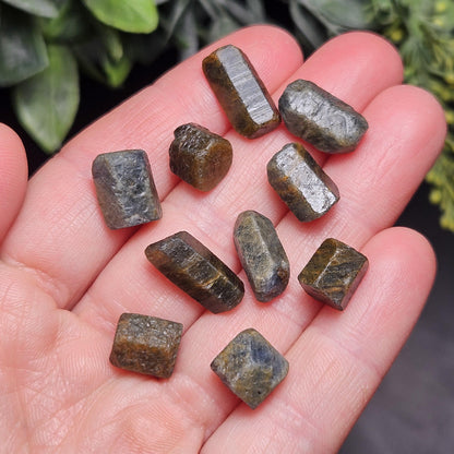 Bicolor Sapphire Crystal, BLUE & GOLD Raw Hexagonal Prism Madagascar Bicolored Sapphire Specimen