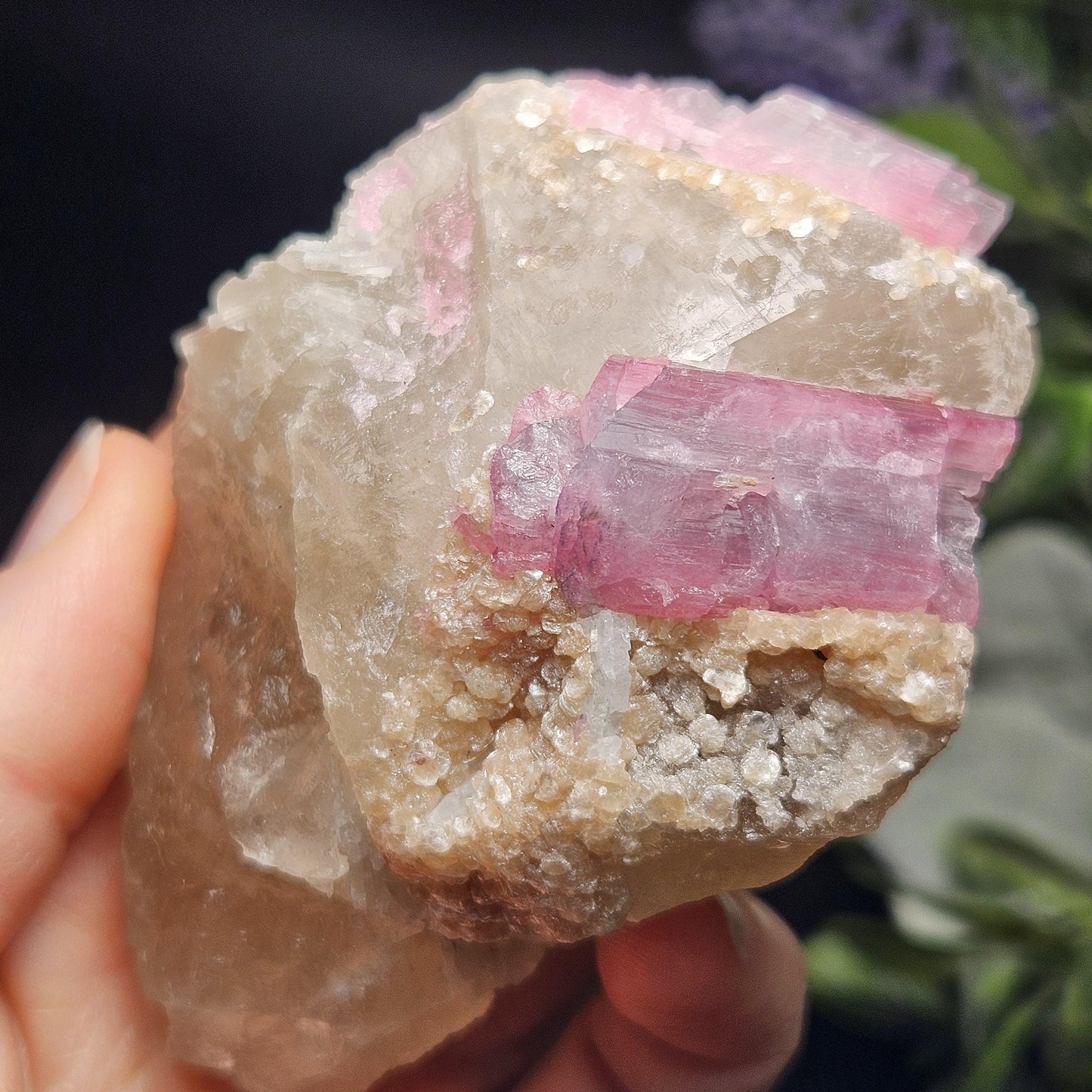 Purple Tourmaline in Quartz from Brazil 187g, Raw Brazilian Tourmaline Specimen, Pink Tourmaline Crystal, Purple Tourmaline Specimen