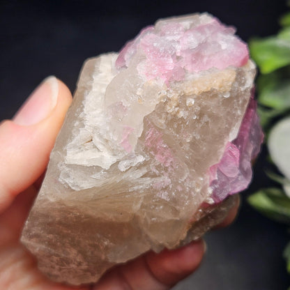 Purple Tourmaline in Quartz from Brazil 187g, Raw Brazilian Tourmaline Specimen, Pink Tourmaline Crystal, Purple Tourmaline Specimen