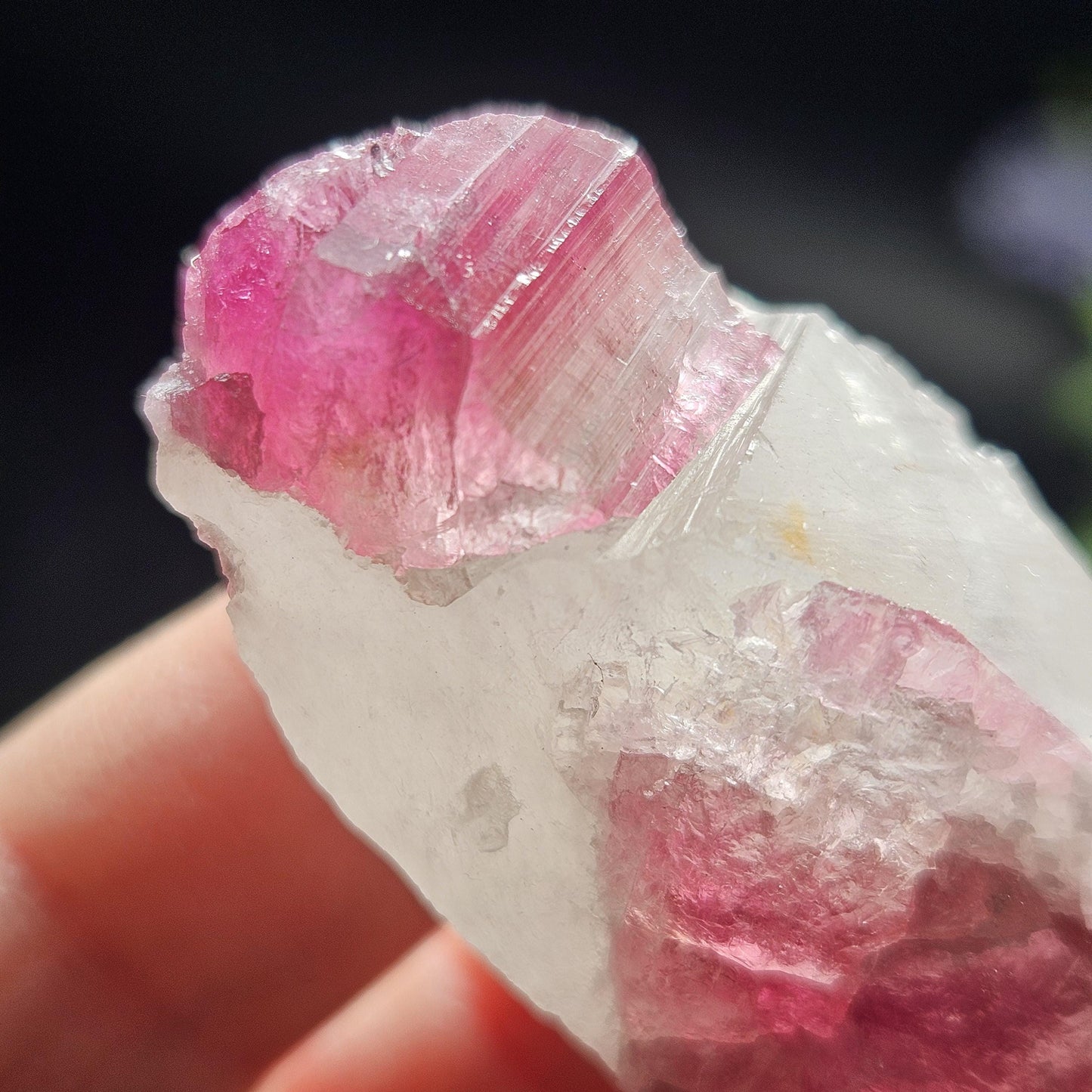 Pink Watermelon Tourmaline in Quartz from Brazil 29.64g, Raw Brazilian Tourmaline Specimen, Pink Tourmaline Crystal