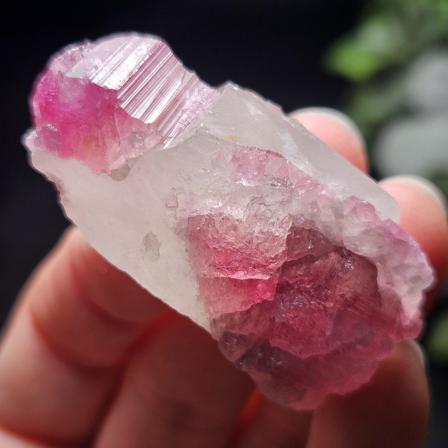 Pink Watermelon Tourmaline in Quartz from Brazil 29.64g, Raw Brazilian Tourmaline Specimen, Pink Tourmaline Crystal