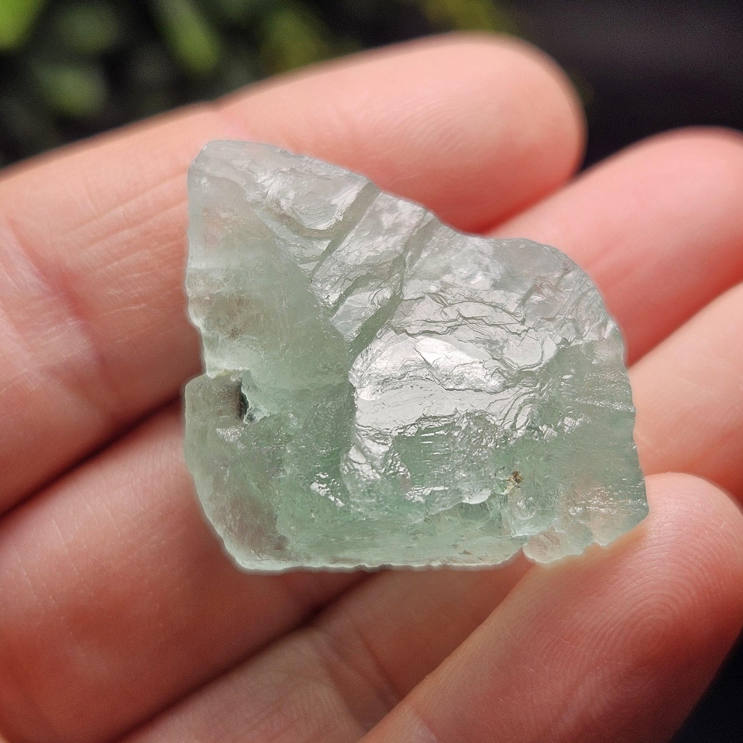 Etched Himalayan Green Fluorite Crystal, Icy Green Raw Fluorite Specimen