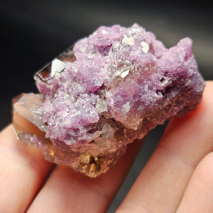 Smoky Quartz on Lepidolite Crystal Specimen from Brazil 51.0g, Smoky Crystal Point, Lepidolite Cluster, Terminated Smoky Quartz