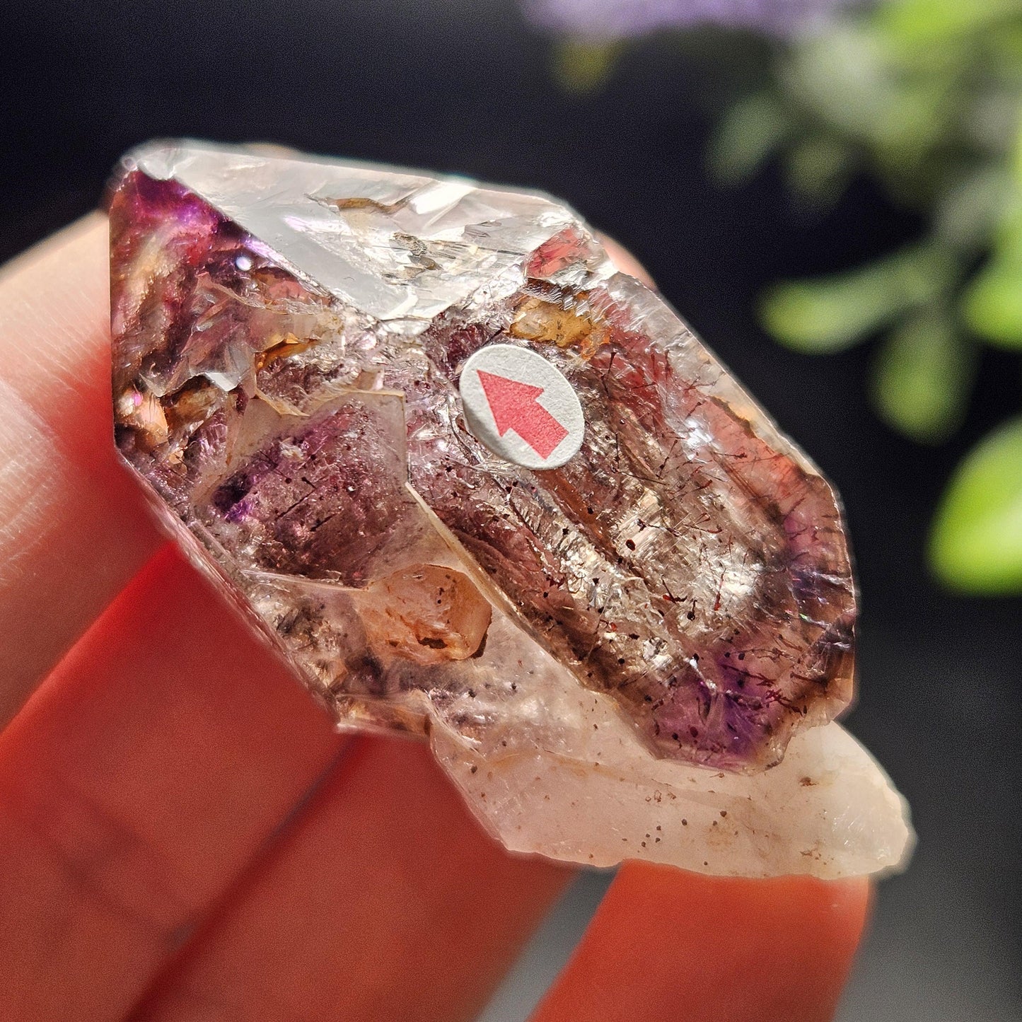 Enhydro Amethyst Scepter 29.47g, Moving Shangaan Quartz Crystal with Water Bubble from Zimbabwe