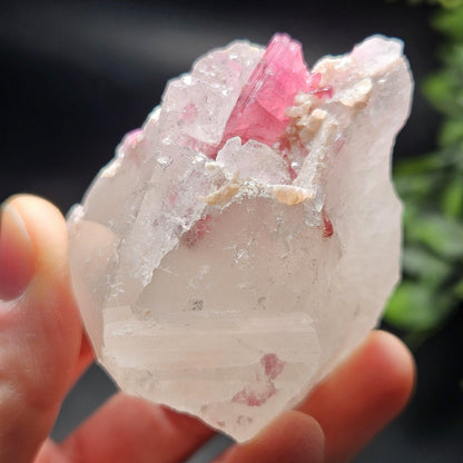 Bubblegum Pink Tourmaline in Quartz from Brazil 121.67g, Raw Brazilian Tourmaline Specimen, Pink Tourmaline Crystal