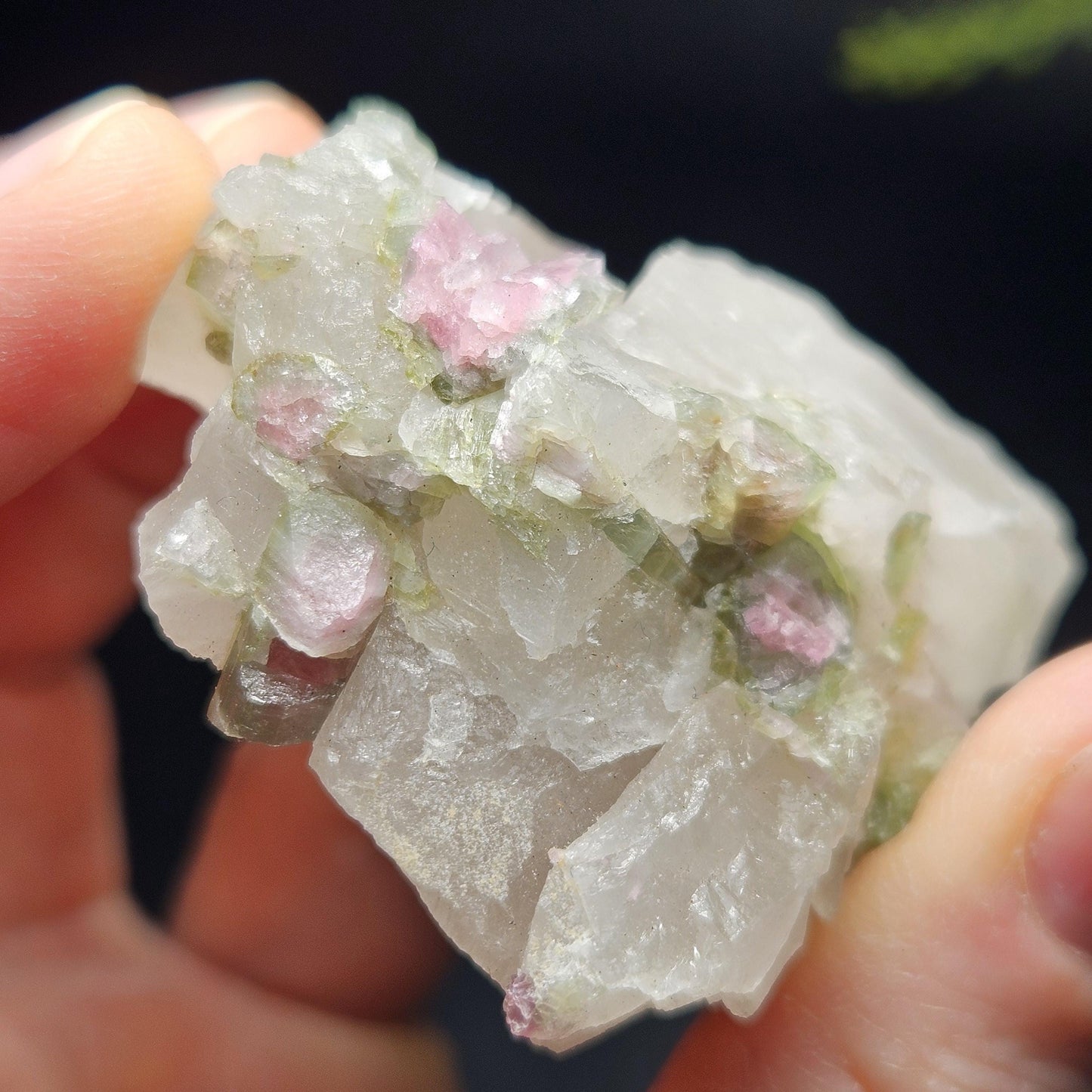 Watermelon Tourmaline on Quartz 50.28g