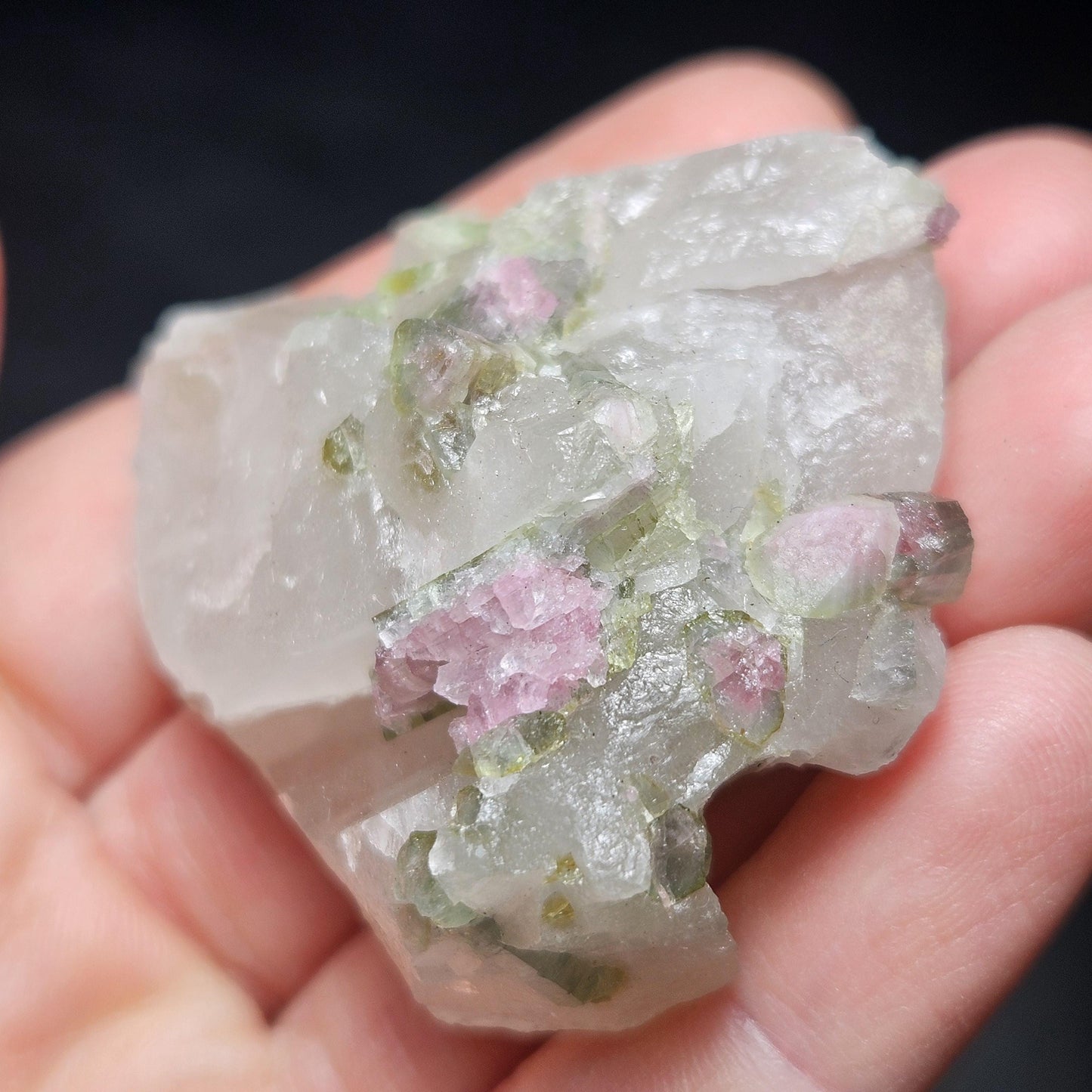 Watermelon Tourmaline on Quartz 50.28g