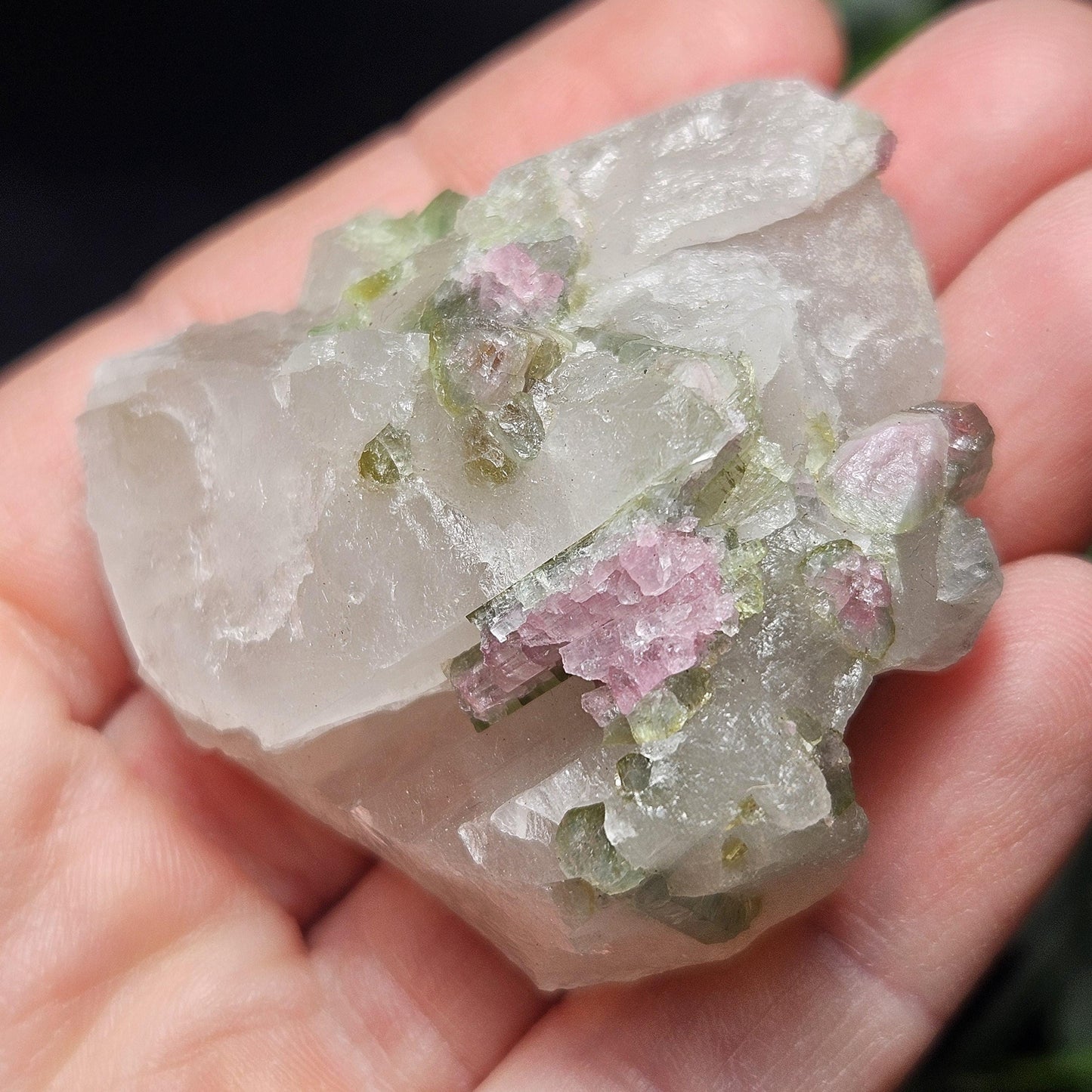 Watermelon Tourmaline on Quartz 50.28g