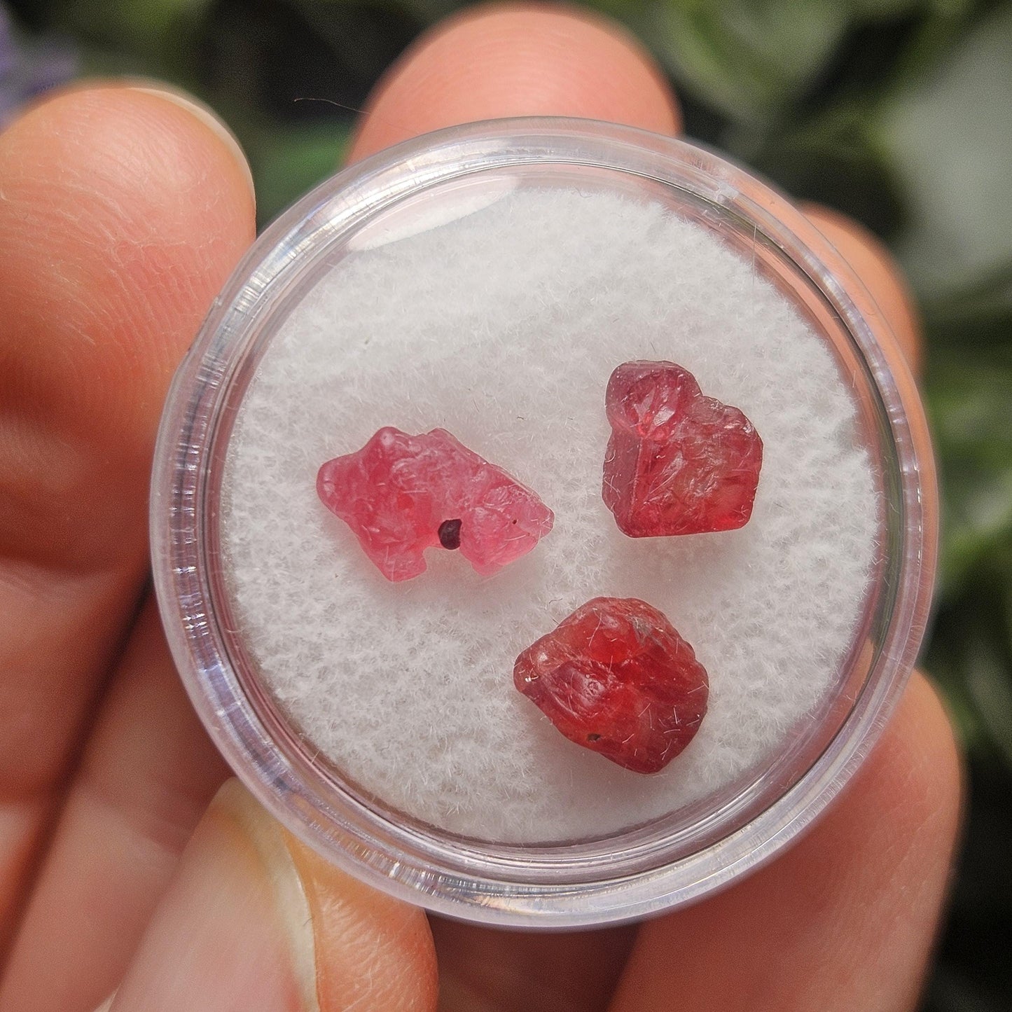 UV Reactive Spinel (Set of 3 crystals), Red Spinel, Pink Spinel, Purple Spinel, Raw Spinel Crystal, Spinel Lot from Madagascar