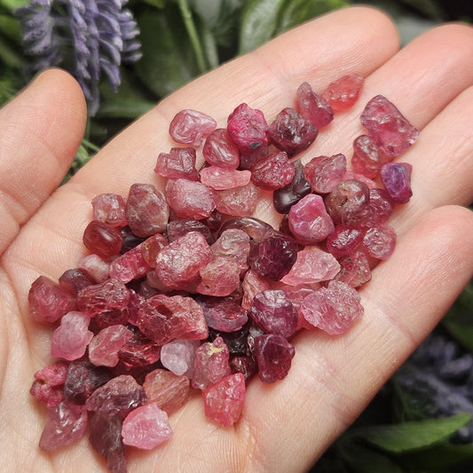 UV Reactive Spinel (Set of 3 crystals), Red Spinel, Pink Spinel, Purple Spinel, Raw Spinel Crystal, Spinel Lot from Madagascar