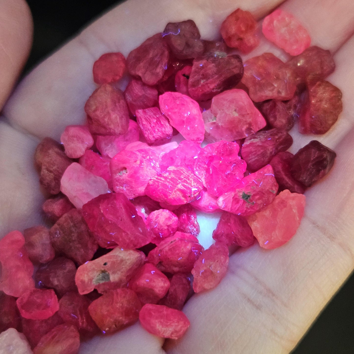 UV Reactive Spinel (Set of 3 crystals), Red Spinel, Pink Spinel, Purple Spinel, Raw Spinel Crystal, Spinel Lot from Madagascar