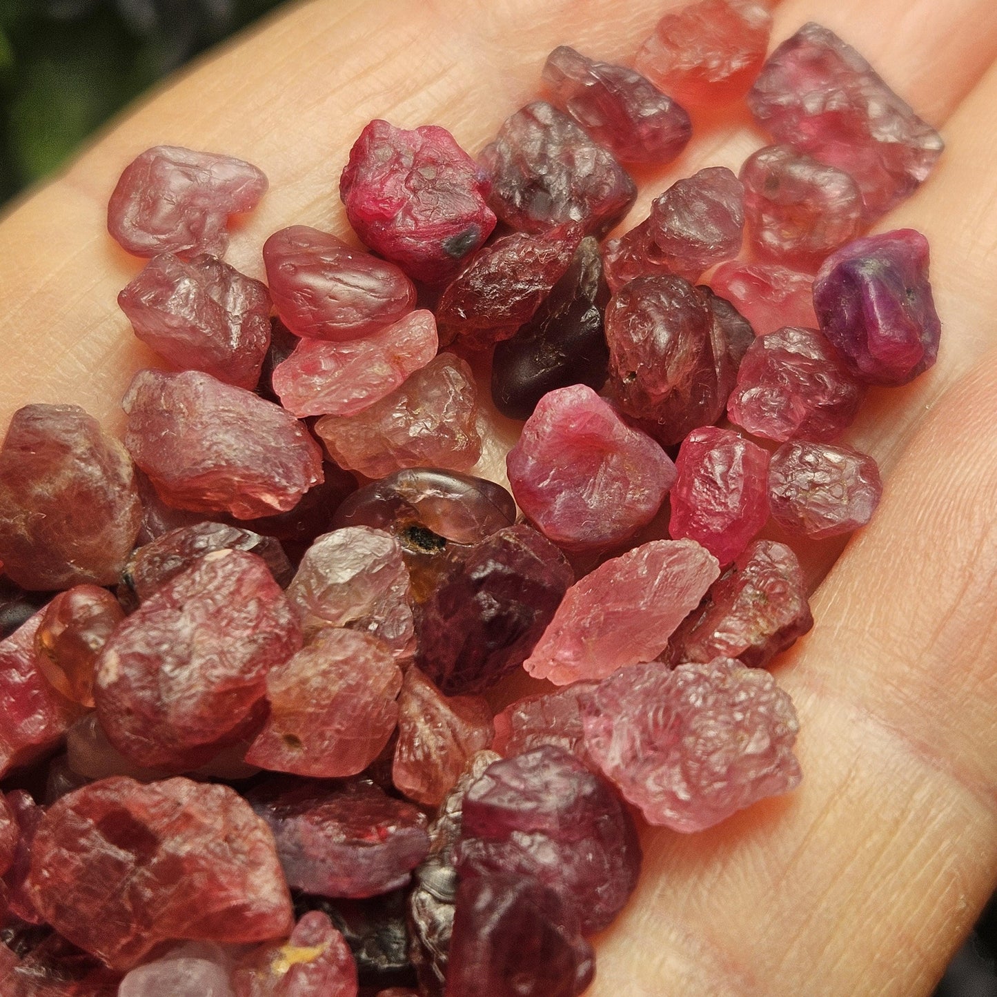UV Reactive Spinel (Set of 3 crystals), Red Spinel, Pink Spinel, Purple Spinel, Raw Spinel Crystal, Spinel Lot from Madagascar