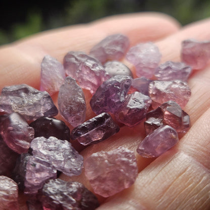 Purple Spinel (Set of 3 crystals), Raw Spinel Crystal, Spinel Lot from Madagascar, Purple Spinel Rough Stone