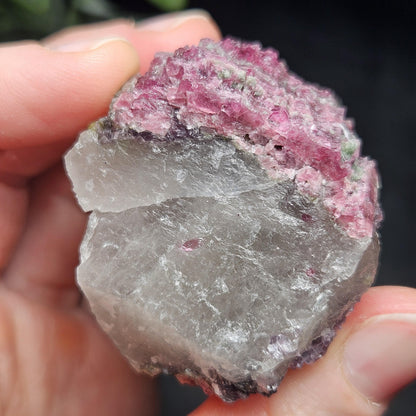 Watermelon Tourmaline in Lepidolite & Quartz from Brazil 73.28g, Pink Tourmaline, Raw Green Tourmaline Specimen, Lepidolite Crystal