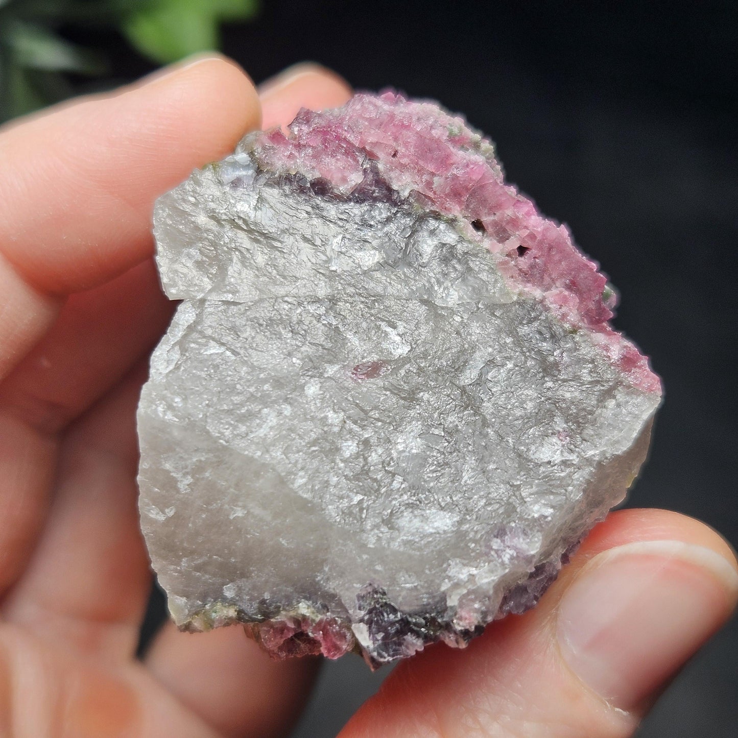 Watermelon Tourmaline in Lepidolite & Quartz from Brazil 73.28g, Pink Tourmaline, Raw Green Tourmaline Specimen, Lepidolite Crystal