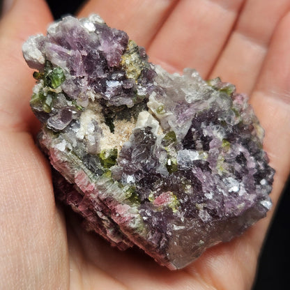 Watermelon Tourmaline in Lepidolite & Quartz from Brazil 73.28g, Pink Tourmaline, Raw Green Tourmaline Specimen, Lepidolite Crystal