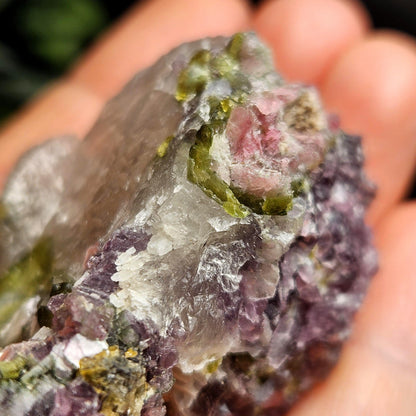 Watermelon Tourmaline in Lepidolite & Quartz from Brazil 73.28g, Pink Tourmaline, Raw Green Tourmaline Specimen, Lepidolite Crystal
