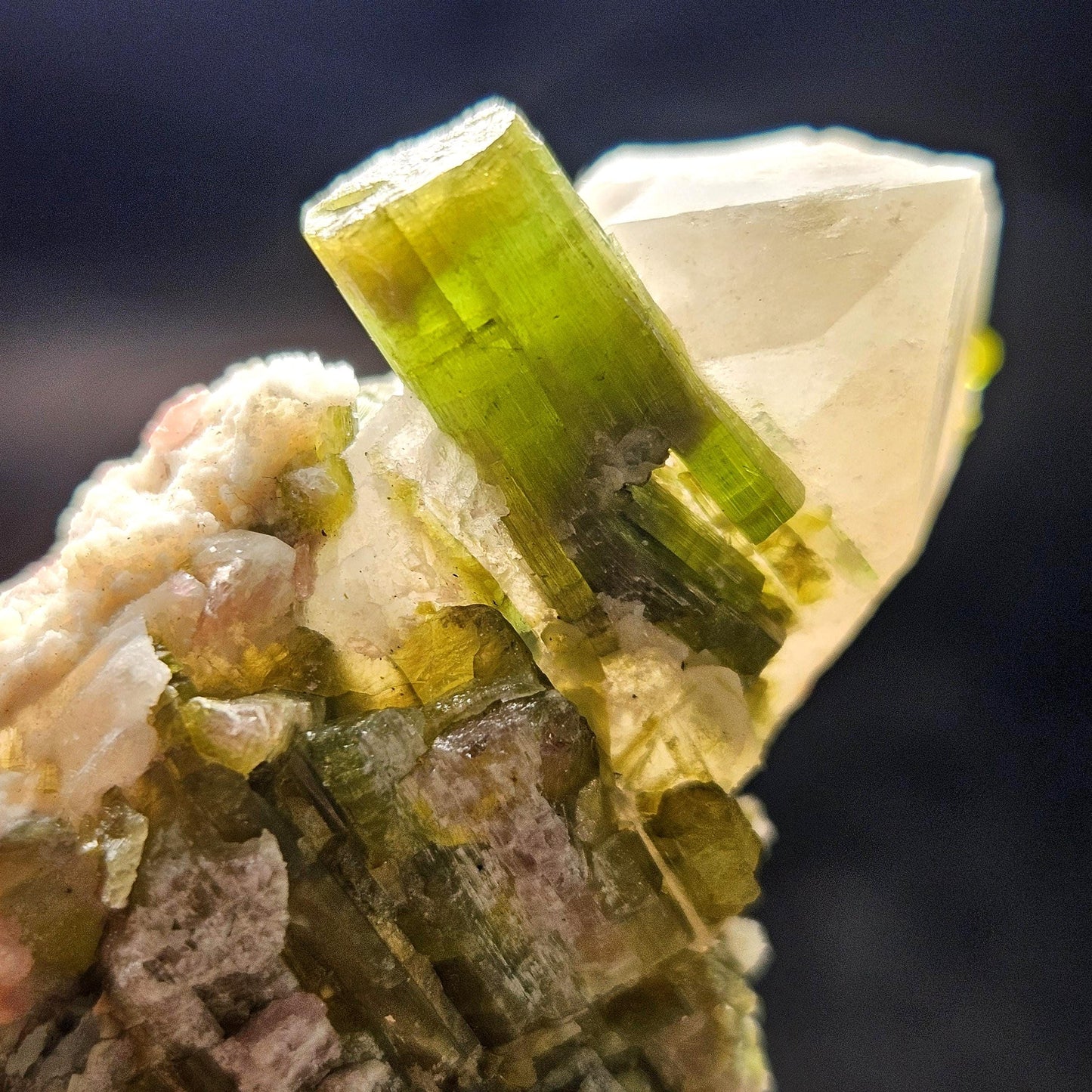 Green & Pink Tourmaline in Quartz Crystal 94.10g, Brazilian Quartz with Tourmaline, Pink Tourmaline Specimen, Watermelon Tourmaline Crystal