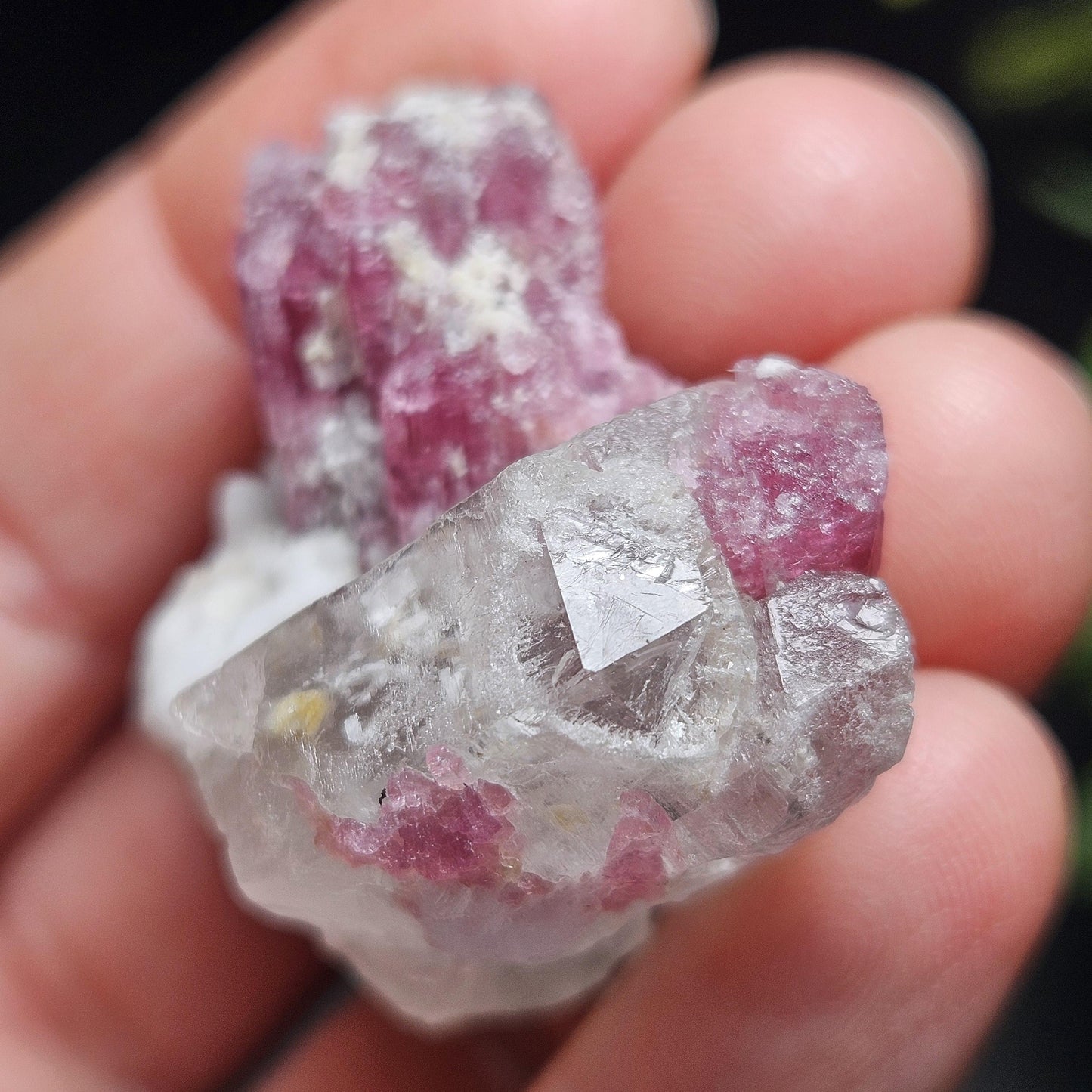 Pink Tourmaline in Quartz from Brazil 29.36g, Blue & Black Raw Brazilian Tourmaline Specimen, Pink Tourmaline Crystal