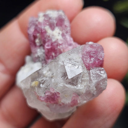 Pink Tourmaline in Quartz from Brazil 29.36g, Blue & Black Raw Brazilian Tourmaline Specimen, Pink Tourmaline Crystal