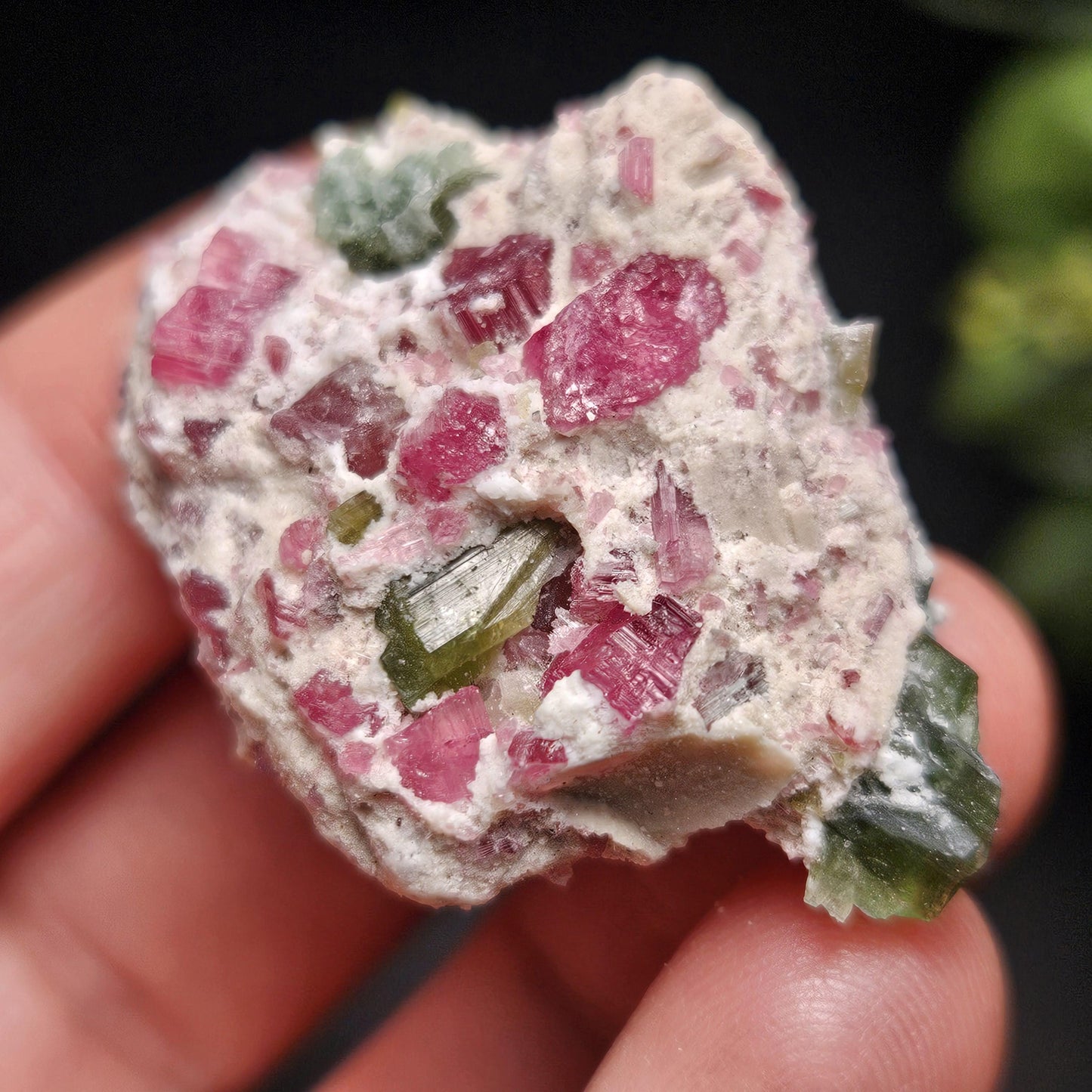 Green & Pink Tourmaline Crystal Specimen 4.96g, Brazilian Quartz with Tourmaline, Pink Tourmaline Specimen, Green Tourmaline Crystal