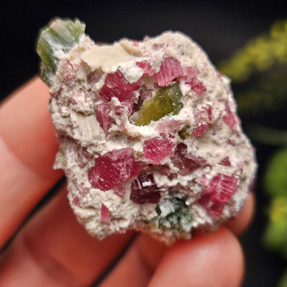 Green & Pink Tourmaline Crystal Specimen 4.96g, Brazilian Quartz with Tourmaline, Pink Tourmaline Specimen, Green Tourmaline Crystal