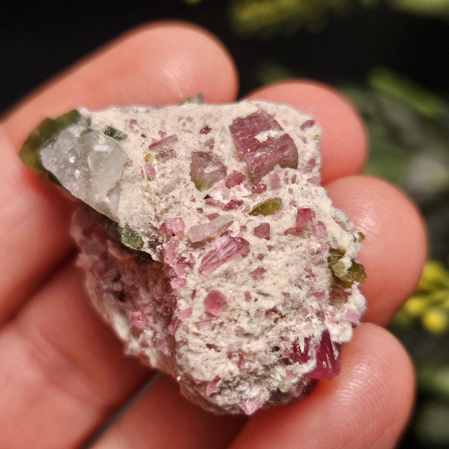 Green & Pink Tourmaline Crystal Specimen 4.96g, Brazilian Quartz with Tourmaline, Pink Tourmaline Specimen, Green Tourmaline Crystal