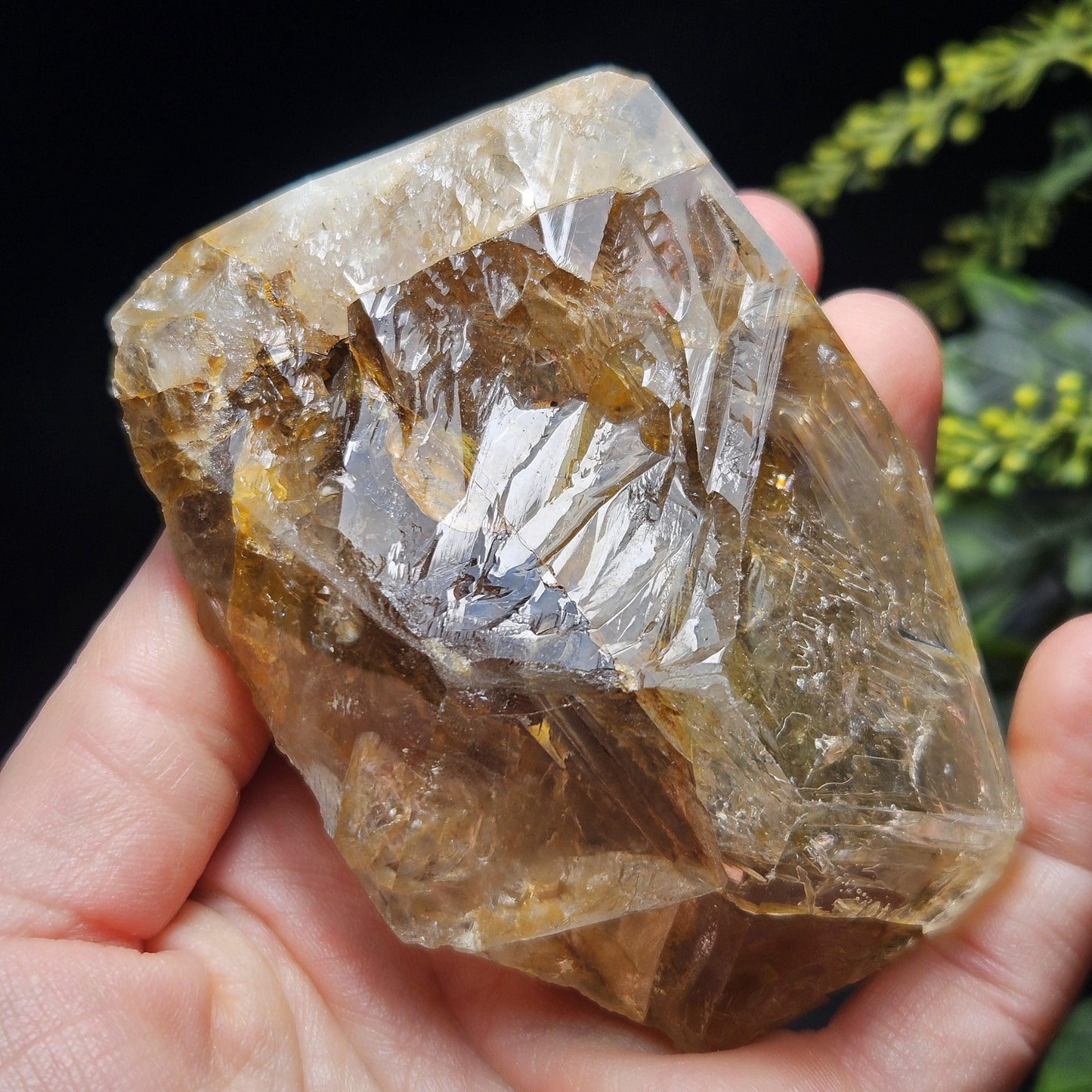 Rainbow Herkimer Diamond Quartz 231g, Skeletal Herkimer Crystal with Rainbow Inclusion, Golden Herkimer Diamond