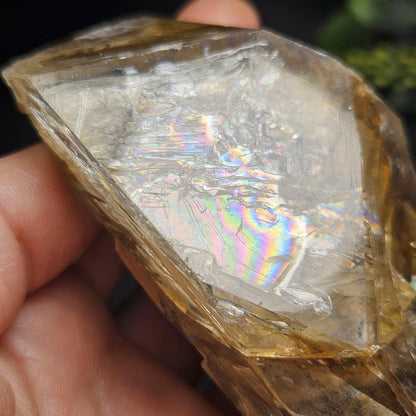 Rainbow Herkimer Diamond Quartz 231g, Skeletal Herkimer Crystal with Rainbow Inclusion, Golden Herkimer Diamond