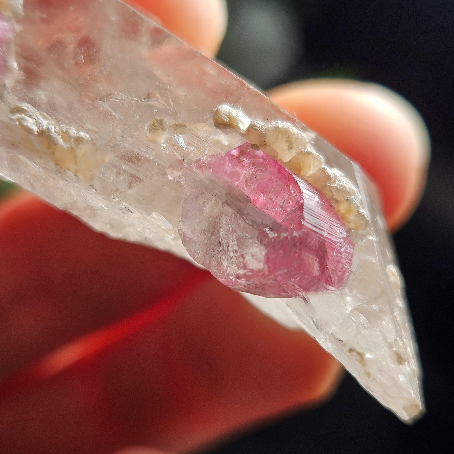 Bubblegum Pink Tourmaline in Quartz from Brazil 25.77g, Raw Brazilian Tourmaline Specimen, Pink Tourmaline Crystal