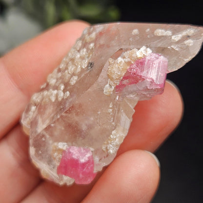 Bubblegum Pink Tourmaline in Quartz from Brazil 25.77g, Raw Brazilian Tourmaline Specimen, Pink Tourmaline Crystal
