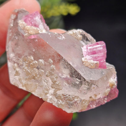 Bubblegum Pink Tourmaline in Quartz from Brazil 25.77g, Raw Brazilian Tourmaline Specimen, Pink Tourmaline Crystal